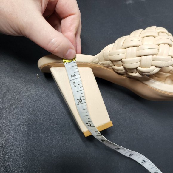 New Rilista Braided Heeled Tan Sandals Square Open Toe Chunky Block Mules 9 - Picture 10 of 11